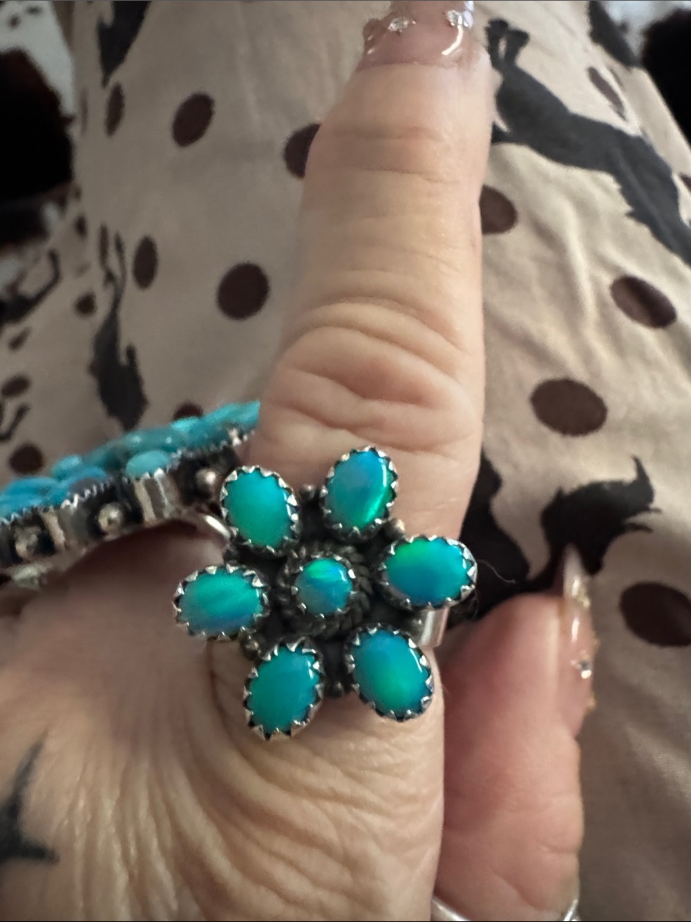 Aurora Opal Floral Cluster Ring - Silver-Tone Women’s Jewelry